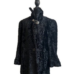Vtg Black Skinners Mid Century PERSIAN LAMB Fur Coat Womens Toggle Loop Closure  Collectible Coats