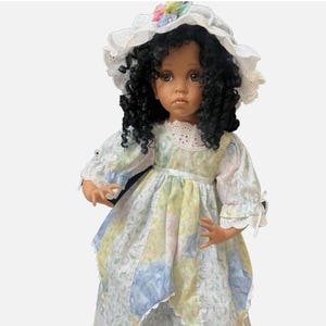 Vtg Paradise Galleries Donna Rubert Porcelain 24&#39;&#39; African American Doll Kaylee Collectible Dolls