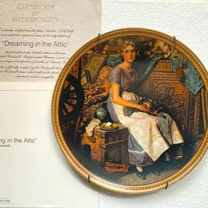 Norman Rockwell Decorative Plate Dreaming In The Attic Knowles w/ COA Limited Ed. Collectible Plate
