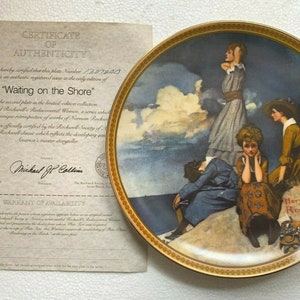 Norman Rockwell Decorative Plate Waiting on The Shore Knowles w/ COA Limited Ed Collectible Plate
