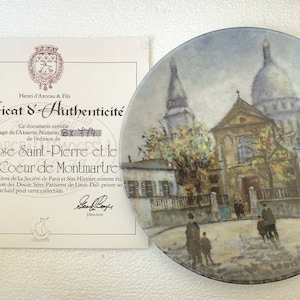Vintage Louis Dali "LEglise Saint Pierre Sacre Coeur de Montmartre" Plate + COA