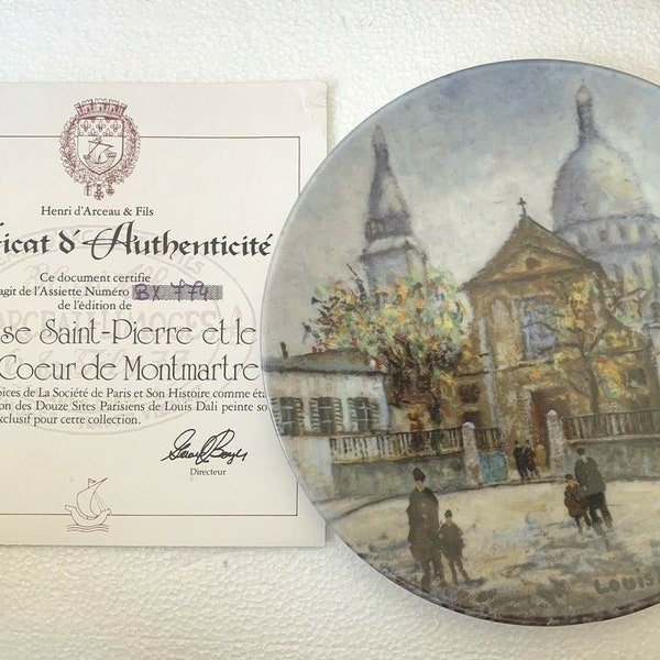 Vintage Louis Dali "LEglise Saint Pierre Sacre Coeur de Montmartre" Plate + COA