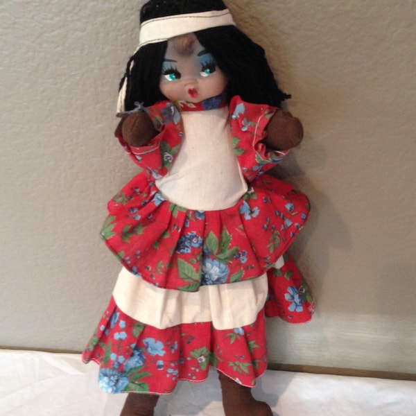 Vintage  Native American Hand Made Hand Painted Doll-RARE!