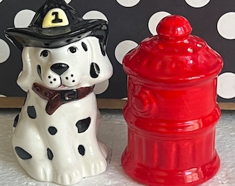 Retro Dalmatian & Hydrant Shakers, Salt Pepper Set Farmhouse, Vintage Kitchen