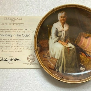 Norman Rockwell Decorative Plate Reminiscing in The Quiet Knowles w/ COA Limited Ed Collectible Plate