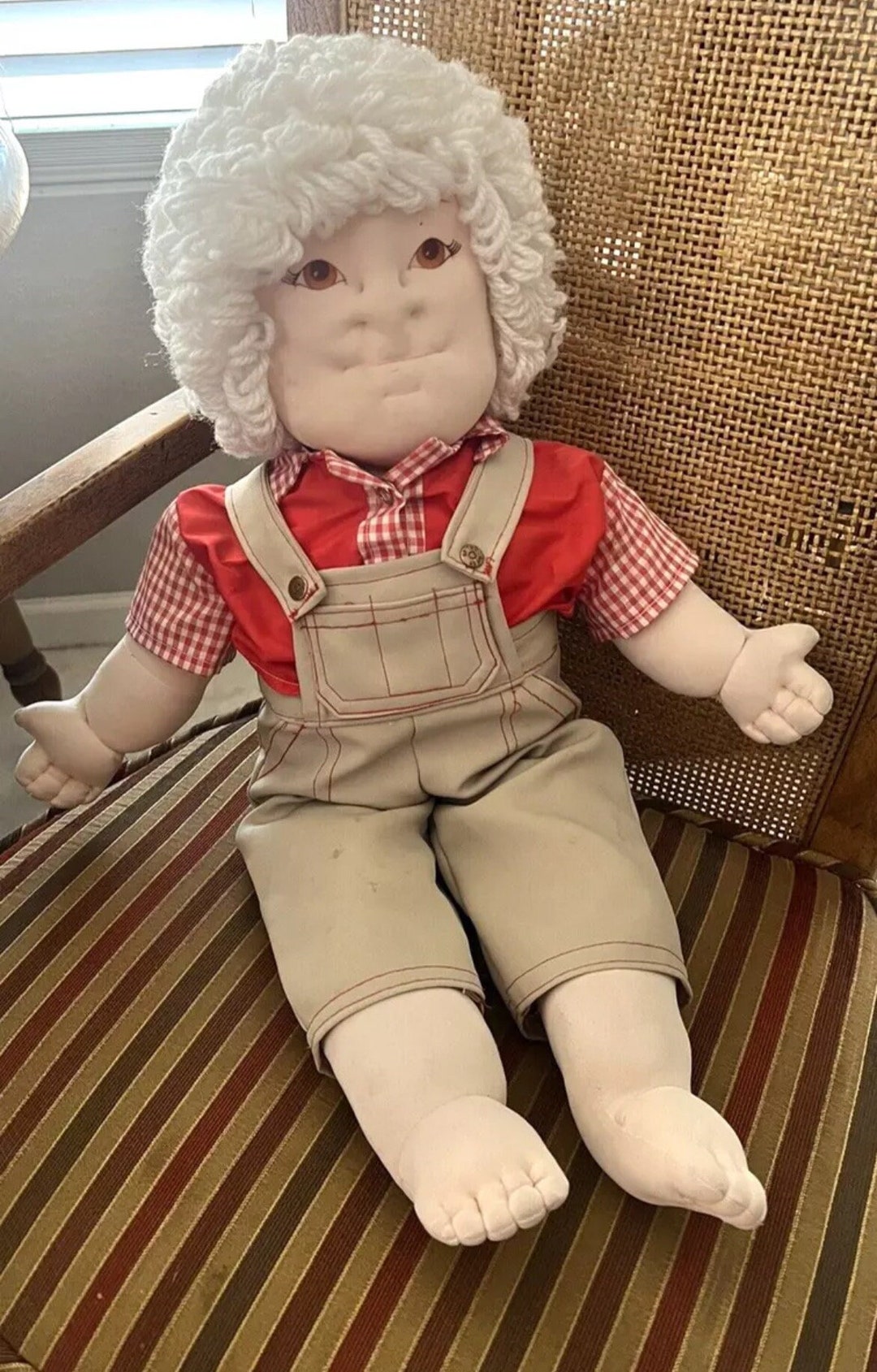 ヴィンテージ 布製ぬいぐるみ ヴィンテージ ハンドメイド 大型 25 インチ 布製 おじいちゃん