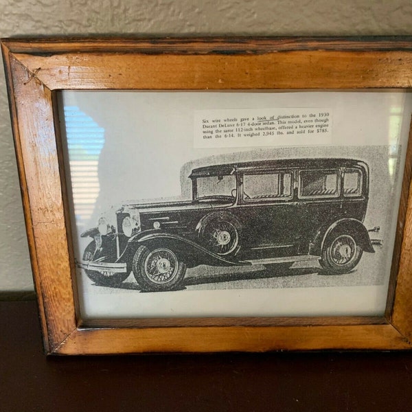 Old vintage print of 1930 Durant DeLuxe 4 Door Sedan Framed