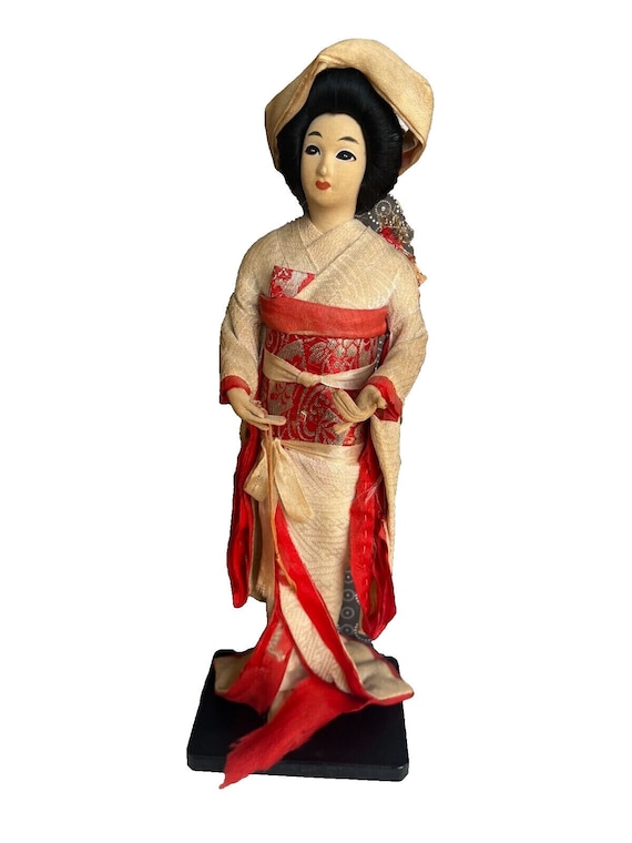 9 Inch Japanese Geisha Doll In Silk Brocade Costume | Handmade Oriental Decor Figurine - Perfect For Home Display, Collection, Or Gift