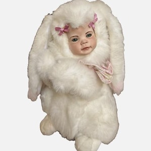Large 17&quot; Stuffed People Pals Stuffed Bunny Doll with Porcelain Realistic Face Rare Collectible DOll