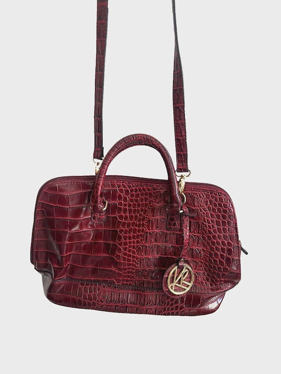 Vintage KR Kim Rogers Handle/strap Purse Zipper Red Faux Leather
