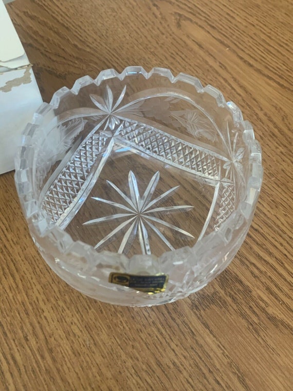 Vtg Lausitzer Glass Handcut 24% Lead Crystal Bowl German