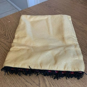 Vintage Schiaparelli seltene Dessous Tasche Gold mit schwarzen Fransen und Satin rosa innen Sammlerstück
