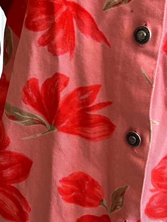 Vintage TANTRUMS Jean Hibiscus Floral Pink Red Ja… - image 4