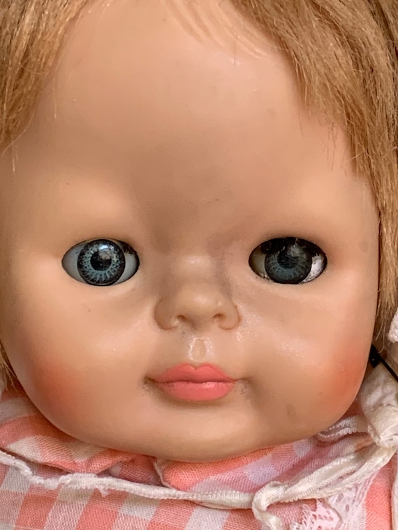 Vintage 1968 Vogue Baby Doll, Pink Checkered Dress (16