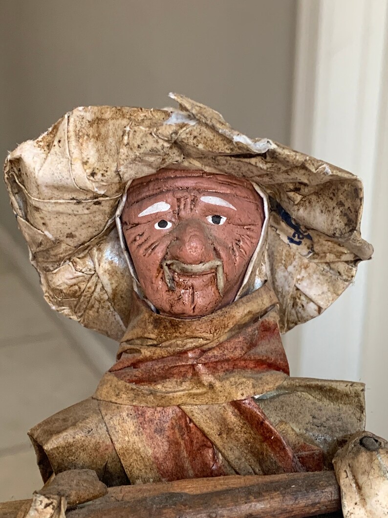Vintage Mexican Folk Art Paper Mache Old Man Woman W Wood Dishes 11tall Art Collectibles Figurines Knick Knacks Vadel Com