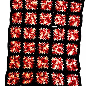 Vtg Granny Square Afghan Throw 34x50