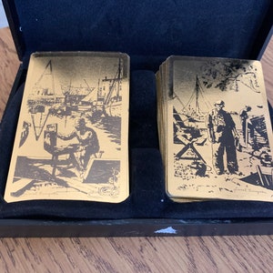 Vintage Lionel Barrymore Etched The Gold Foil Set von 2 Spielkarten mit Koffer