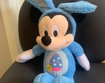 Vintage Disney Mickey Mouse Blue Easter Bunny Plush Toy 20” Big Ears