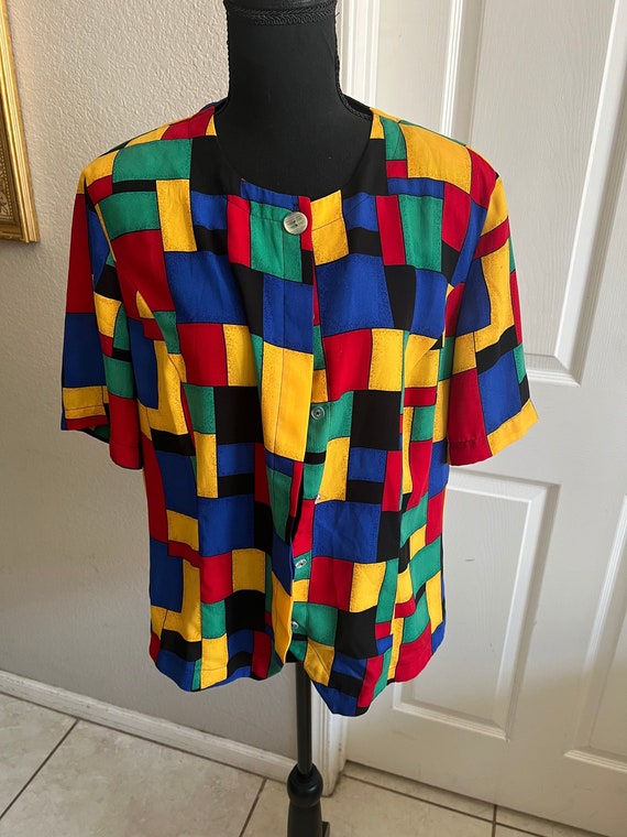 Vintage Kathy Che Womens Button-up Shirt Polyester