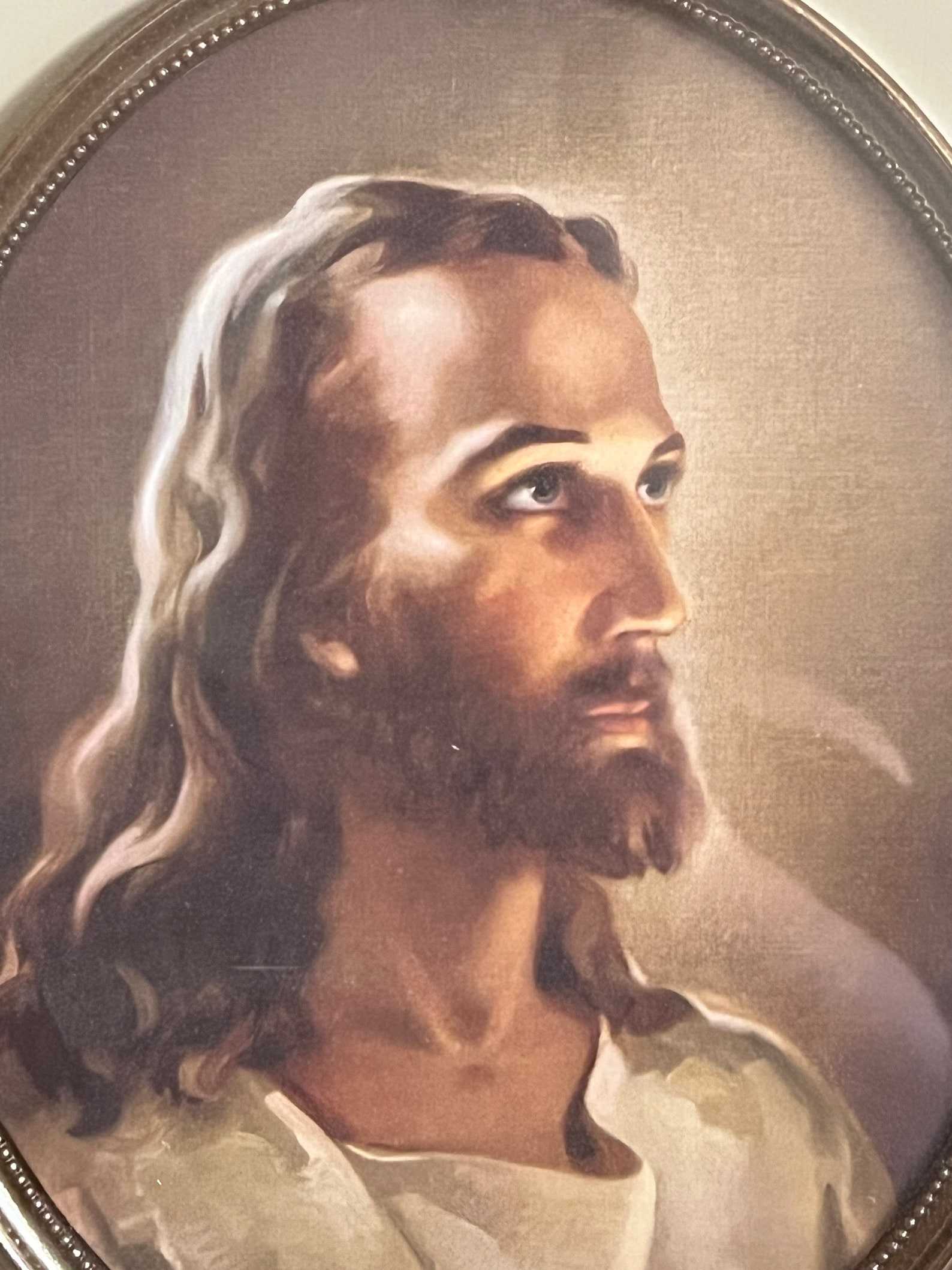 Vtg Warner Sallman head of Christ Jesus Lithograph W/gold Etsy