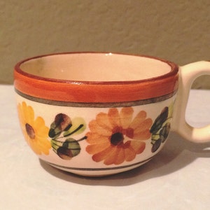 Miniature Vintage Hand Painted Coffee Mug Colombia 2&quot; tall Floral