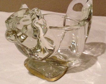 Vintage Avon Glass Squirrel Or Chipmunk Votive Candle Holder