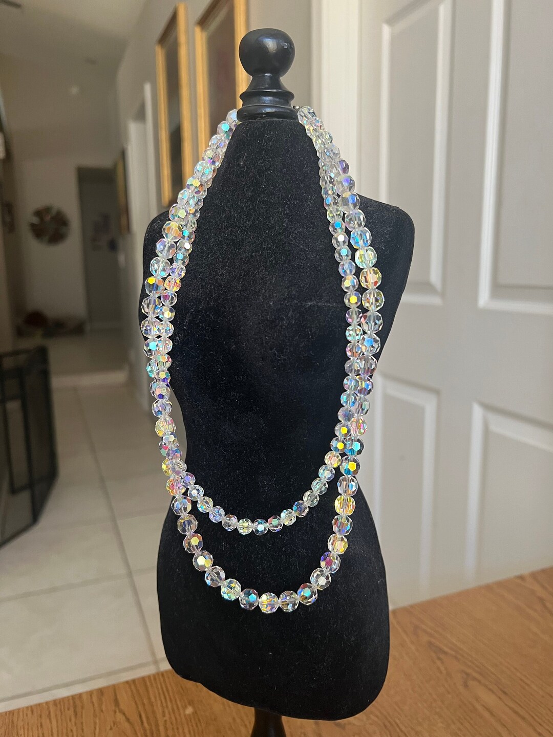 Vintage Sparkly Austrian Crystal Beads Double Strand Necklace Etsy