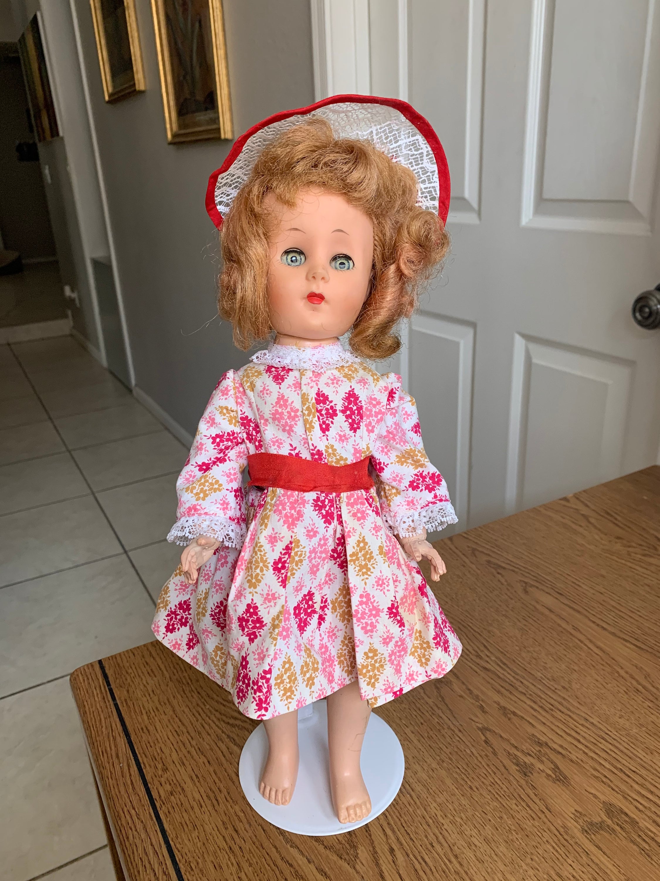 【antique doll】lithograph vintage Vintage- Circa 1950's -70 Year Old Doll Celluloid Face Dutch