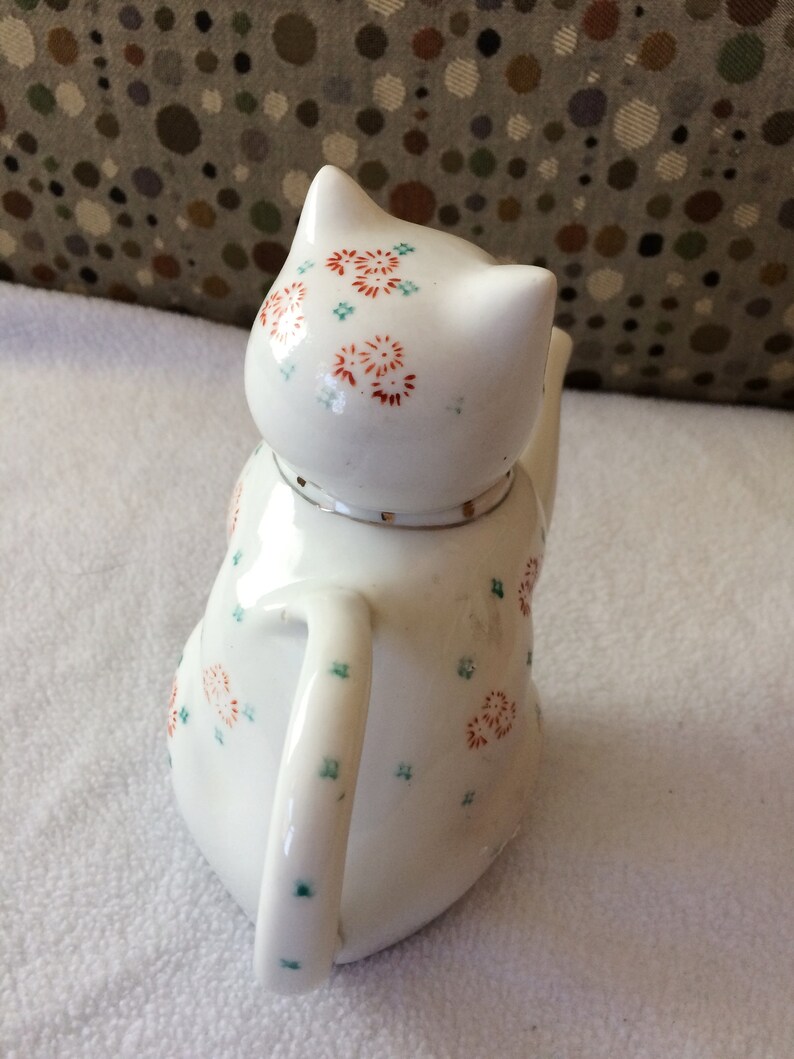 Vintage Miniature Chinese Porcelain Cat Teapot Etsy