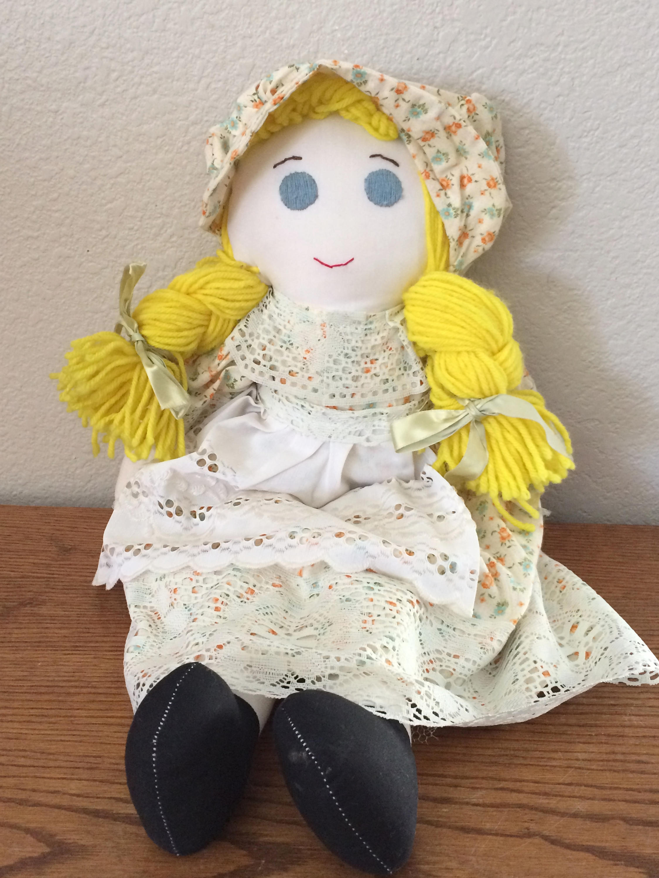 Vintage 21 Hand Made Ragdoll Blonde Yarn Hair Blue Eyes Etsy