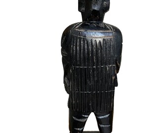ヴィンテージ 中国 東洋 木彫り 漁師 12 インチ 彫刻 *ポール欠品