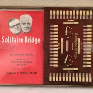 Vintage OSWALD & JAMES JACOBY Solitaire Bridge Game originale boîte débutants leçons