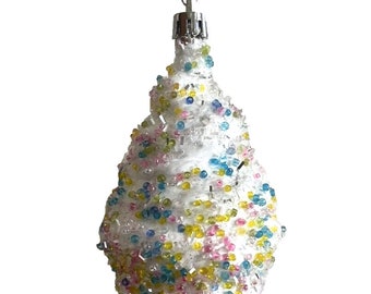 Vintage Plastic 5.5" Long Sprinkled Ice Cream Cone Christmas Tree Ornament Vintage Christmas