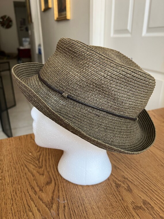 Vintage Brown with Tie Paper Straw Sun Hat Women's