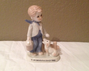 Vintage Boy con perro Kowa estilo FIGURINE 1980-10.IVV DREHENTHALERHOF