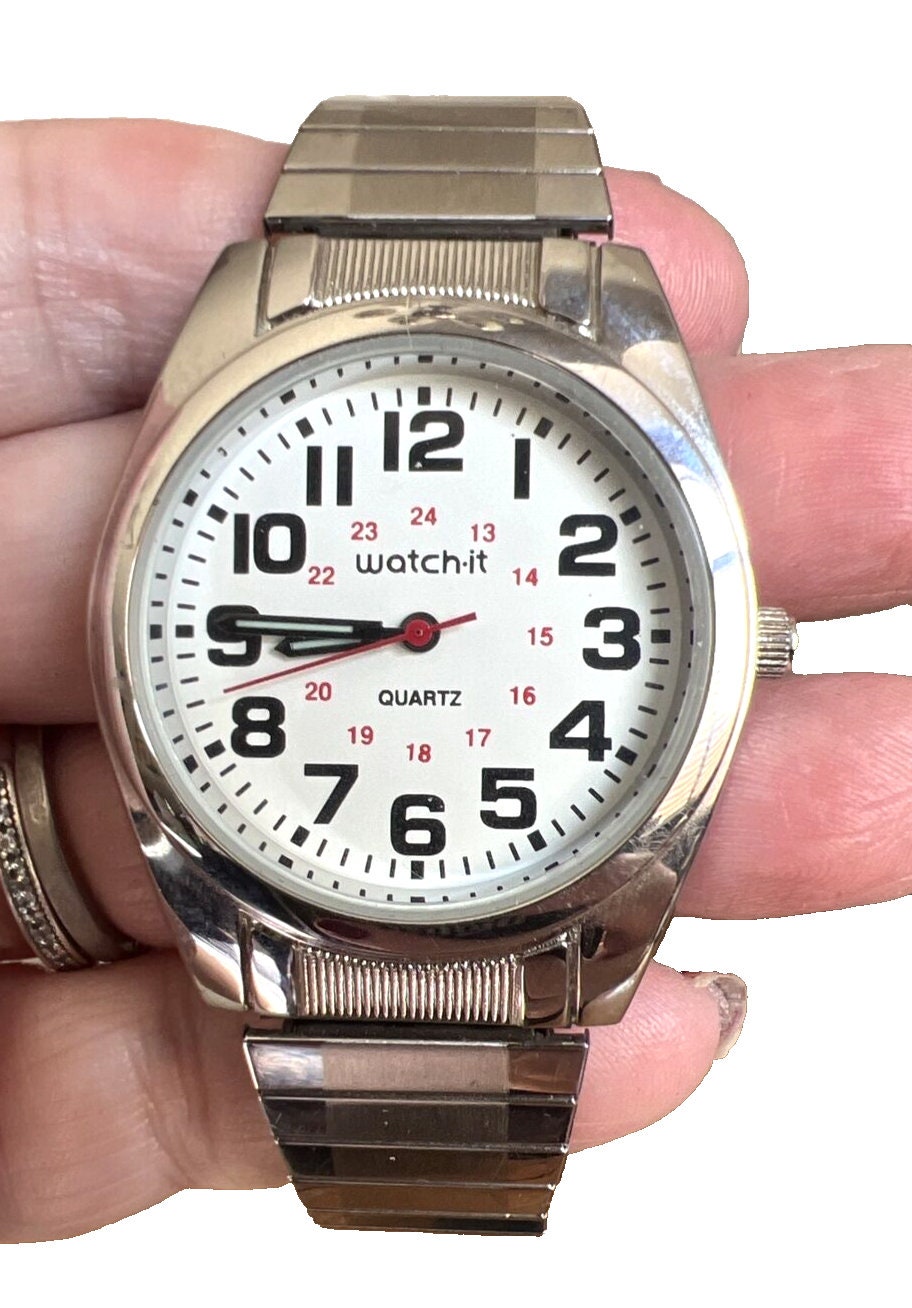 Vintage Watch-it Mens MLN3208 Watch Quartz Stainless Stretch NEEDS