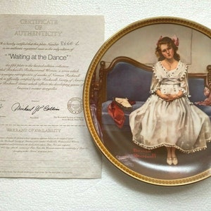 Norman Rockwell Decorative Plate Waiting At The Dance Knowles w/ COA Limited Ed Collectible Plate