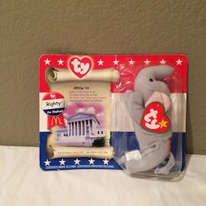 TY 2000 Bear Mcdonalds-Righty the Elephant Opened Orig Box Errors Date Tush Tag