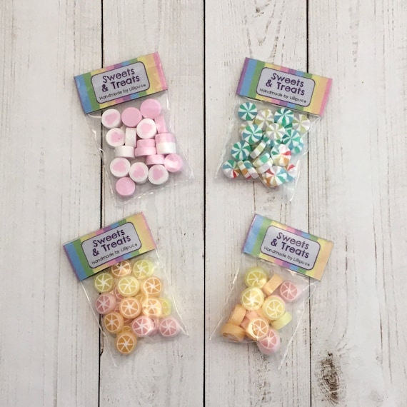 Miniature Pastel Candy Bags in Hitty Scale 