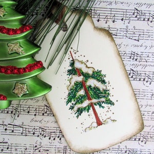 Christmas Tree Gift Tags, Christmas Gift Tag, Pine Tree Tag, Hang Tag, Gift Tag, Tree Hang Tag, Party Favor Tags, Holiday Gift Tag, Set of 9