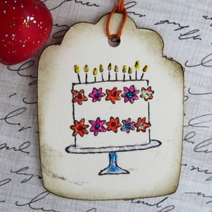 Birthday Cake With Candles Gift Tags, Birthday Present Tag, Gift Tags, Happy Birthday Tags, Party Favor Tags, Birthday Cake Tags, Set of 9 image 4