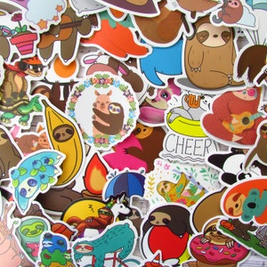 Sloth Stickers, Stickers, Sloths, Scrapbooking Stickers, Journal Stickers, Journaling, Assorted Set of 50