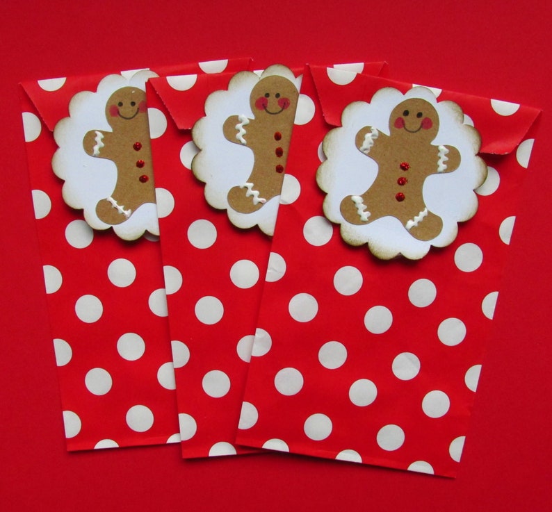 Christmas Treat Bags Small Gingerbread Man Bags Cookie Favor | Etsy