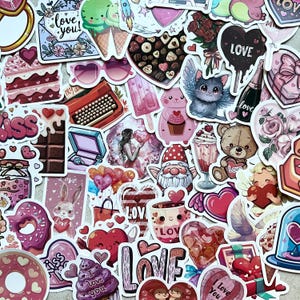 Stickers, Valentine Stickers, Valentine&#39;s Day, Scrapbooking Stickers, Journal Stickers, Love Stickers, Journaling, Assorted Set of 50