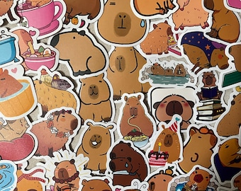 Capybara Stickers, Scrapbook Journaling, Set of 50