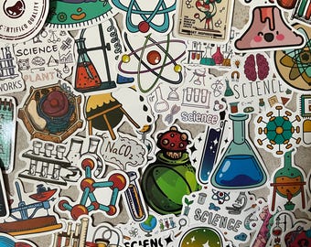 Science Stickers, Chemistry Stickers, Scrapbooking Stickers, Journal Stickers, Journaling Teacher Stickers, Science Lab, Assorted Set of 50