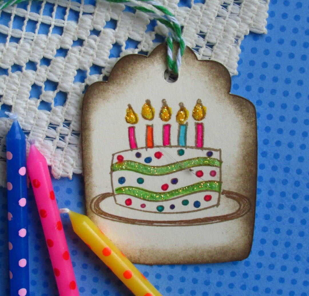 Birthday Cake Gift Tag Birthday Gift Tags Birthday Party Etsy