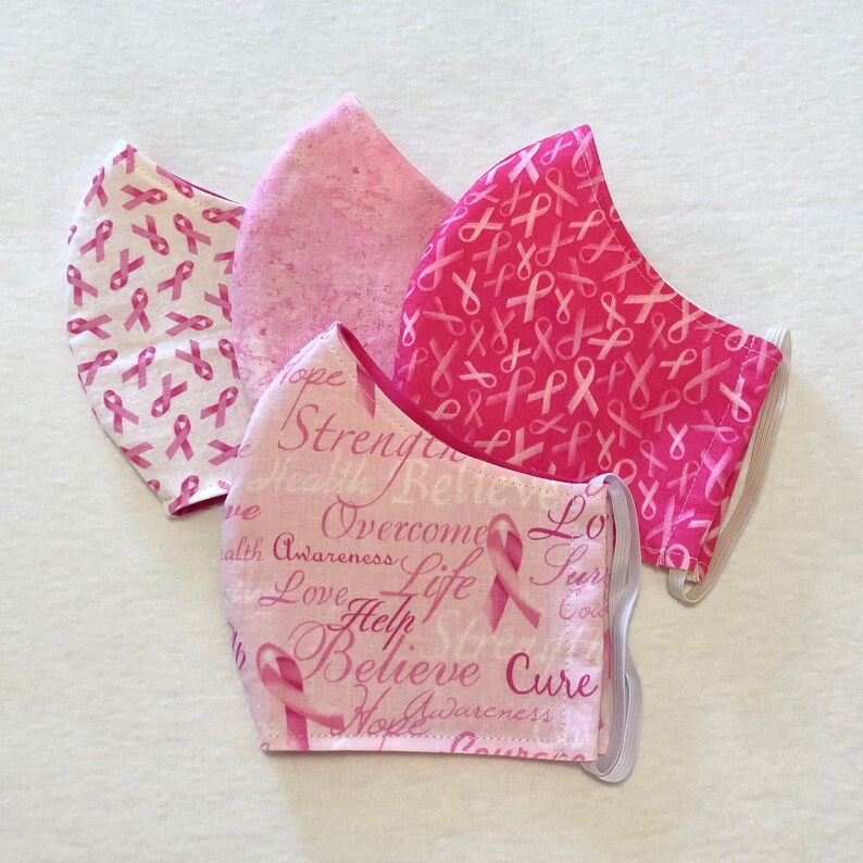 Face Mask Breast Cancer Pink Ribbon Washable Reusable 2 Etsy