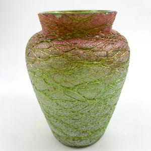 Antique Unsigned Art Nouveau Kralik Rubina Verde Silveria Vase Bohemian Art Glass Czechoslovakia  *as is*