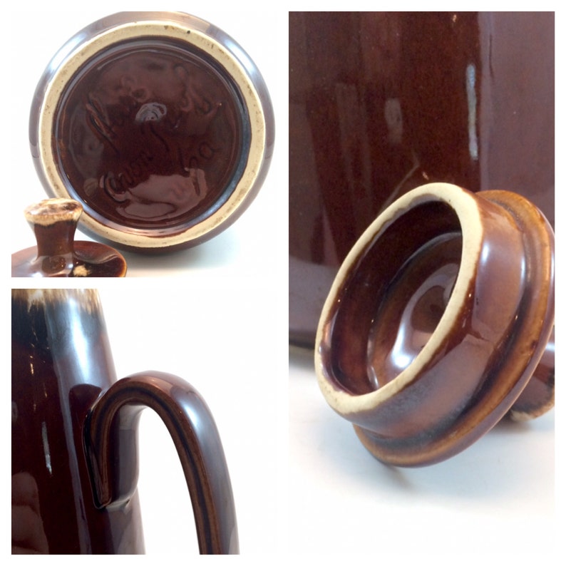 Vintage Hull Pottery Brown Drip Tall Coffee Pot With Lid Etsy